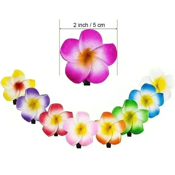 2 Pieces Plumeria Flower Hair Clips Hawaiian Foam Flower Clips - Picture 1 of 6
